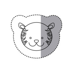 sticker of grayscale contour with face of tiger vector illustration