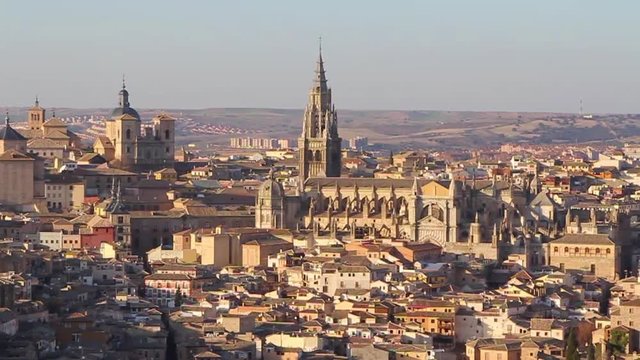 panoramic view of medieval city of Toledo, Spain hd video
