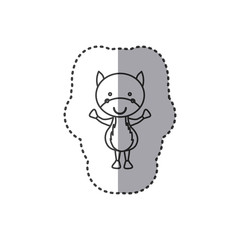 sticker of grayscale contour of bull vector illustration