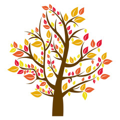 silhouette tree in fall season vector illustration