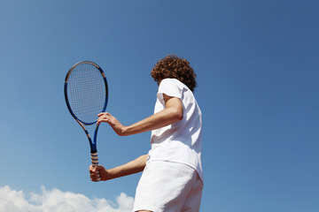tennis player with racket during a match game