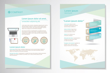 Template vector design for Brochure, Annual Report, Magazine, Poster, Corporate Presentation, Portfolio, Flyer, layout modern with blue color size A4, Front and back, Easy to use and edit.