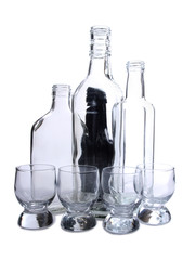 Fototapeta premium Empty glasses bottles on white background