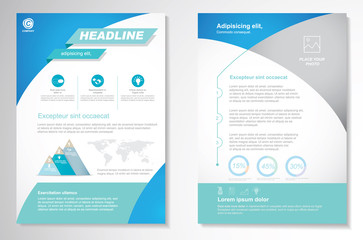 Vector Brochure Flyer design Layout template, size A4, Front page and back page, infographics. Easy to use and edit.