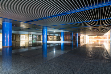 modern hallway of airport or subway station in city of China.