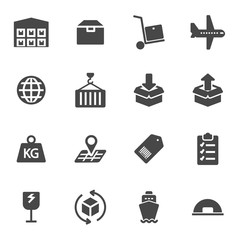 Vector black logistics icons set