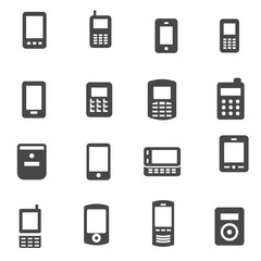 Vector black mobile icons set