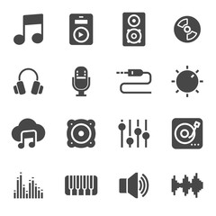 Vector black music icons set