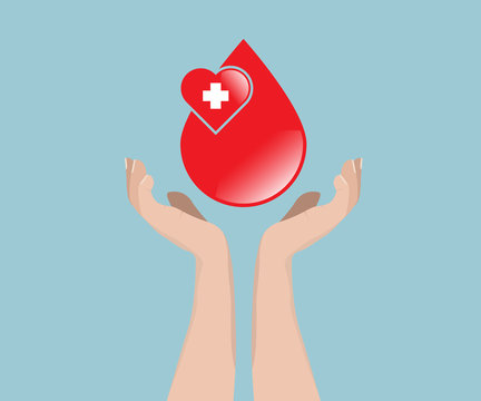 blood donation concept, blood with hand