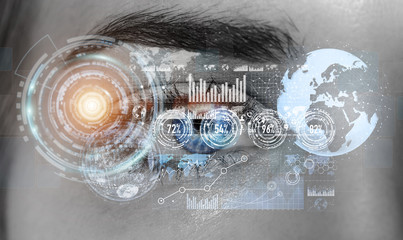 Close-up of woman digital eye 3D rendering