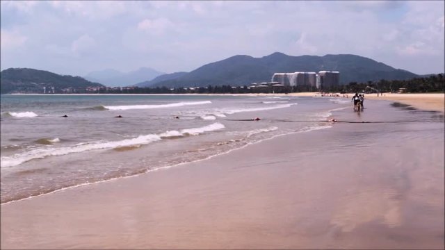 Beautiful coast and pink sandy beach at Hainan island a tropical travel destination - China