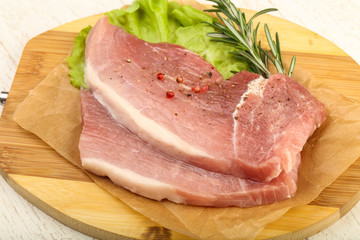 Raw pork steak