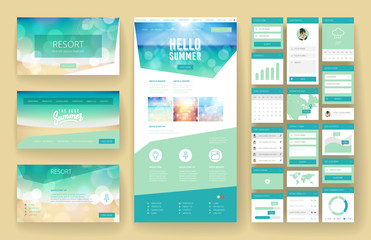 Website design template and interface elements