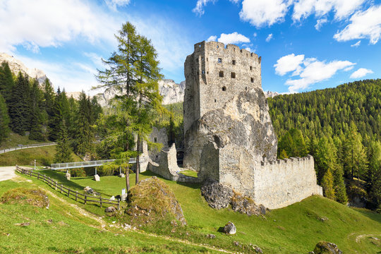 Ruins of Burg Buchenstein Castle - Burg Andraz, Dolomites, Italy