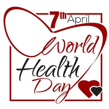 World Health Day. Typographic design. 7 April. Health Day lettering card. Vector illustration
