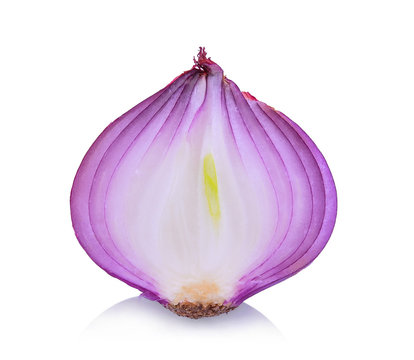 half of Red onion slice isolated on white background