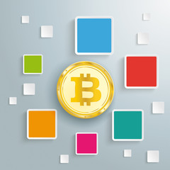 Colored Quadrates Infographic Golden Bitcoin