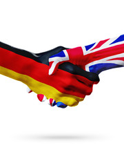 Flags Germany, countries, partnership friendship handshake concept.