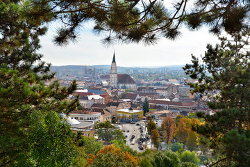 Fototapeta na wymiar Cluj Napoca view from Cetatuie on a autumn day