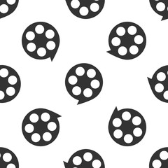 Film reel icon seamless pattern on white background. Vector Illustration