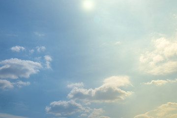 Image of sunlight on blue sky with cloud background(Top View)