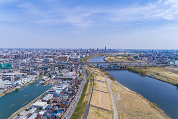 Obraz premium landscape of Japan seen from the sky