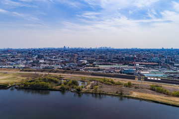 landscape of Japan seen from the sky