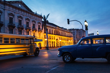 Street of Havana at sunrise, Cuba