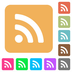 Radio signal rounded square flat icons