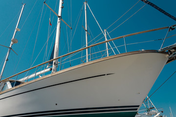 White sailboat in the port