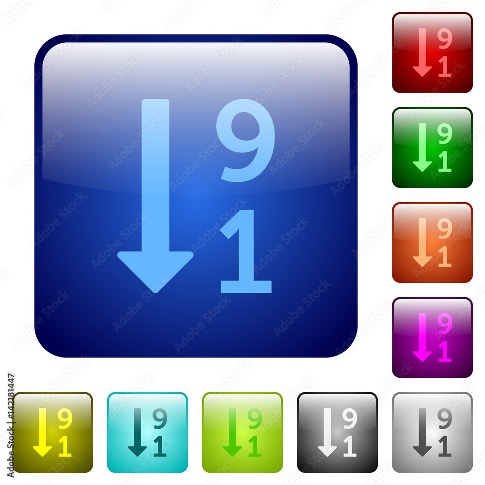 Poster descending numbered list color square buttons