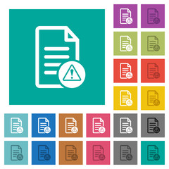 Document error square flat multi colored icons