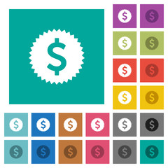 Dollar sticker square flat multi colored icons