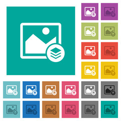 Image layers square flat multi colored icons