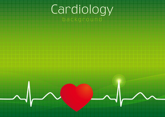 Medical folder background. Outpatient card cover design in standard paper size or presentation's slide. Icons idea for hospitals, tests, clinics, pharmacies. Vector cardiowaves. Heartbeats graph.