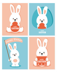 Set four easter greeting cards