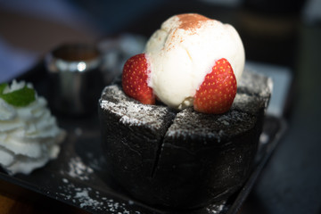 ice cream on black toast