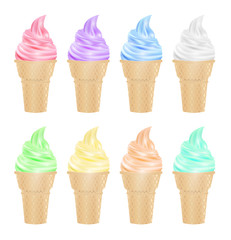 set of a real ice cream and cone vector