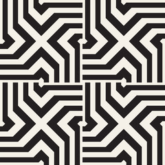 Repeating Geometric Stripes Tiling. Vector Seamless Monochrome Pattern