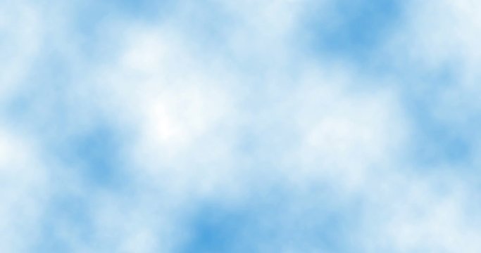 4k animation of fluffy white clouds drifting across a blue sky