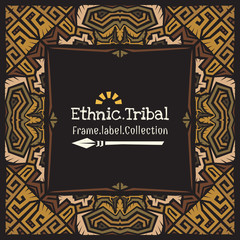 Doodle vector pattern ethnic tribal style frame.