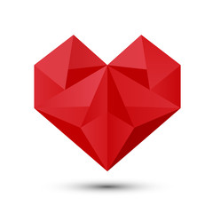 Polygonal red heart