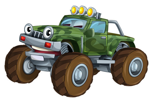 cartoon happy and funny off road vehicle 