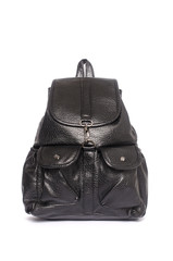 Black leather backpack isolated on white