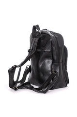 Black leather backpack isolated on white