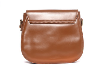 brown leather clutch isolated on white