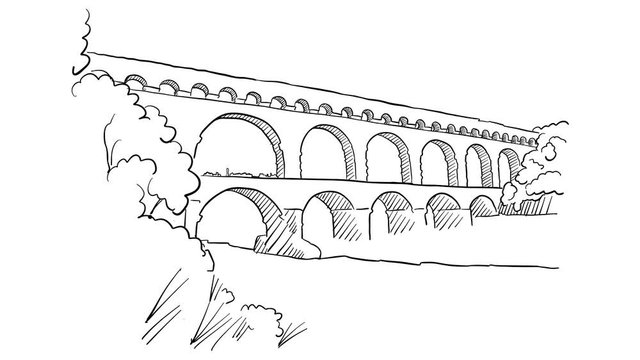 Aqueduct Avignion, France Animation