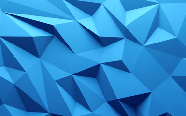 3D rendering Blue color triangle geometrical background
