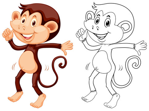 Doodle animal for monkey dancing