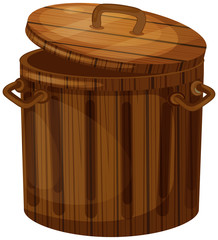 Wooden trashcan with lid